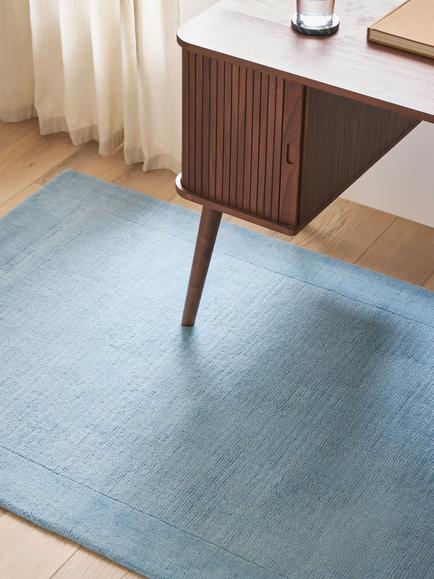 John Lewis ANYDAY Border Wool Hand Loomed Rug - view 2, Blue