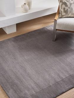 John Lewis ANYDAY Border Wool Hand Loomed Rug - view 2, Storm Grey