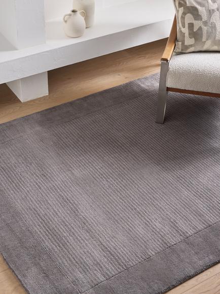 John Lewis Border Wool Hand Loomed Rug - view 2, Storm Grey