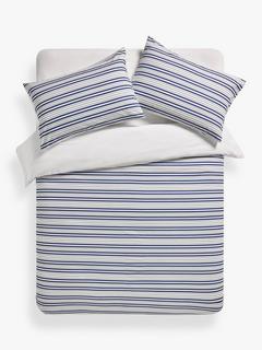 John Lewis ANYDAY Basic Stripe Double Duvet Cover Set, Navy