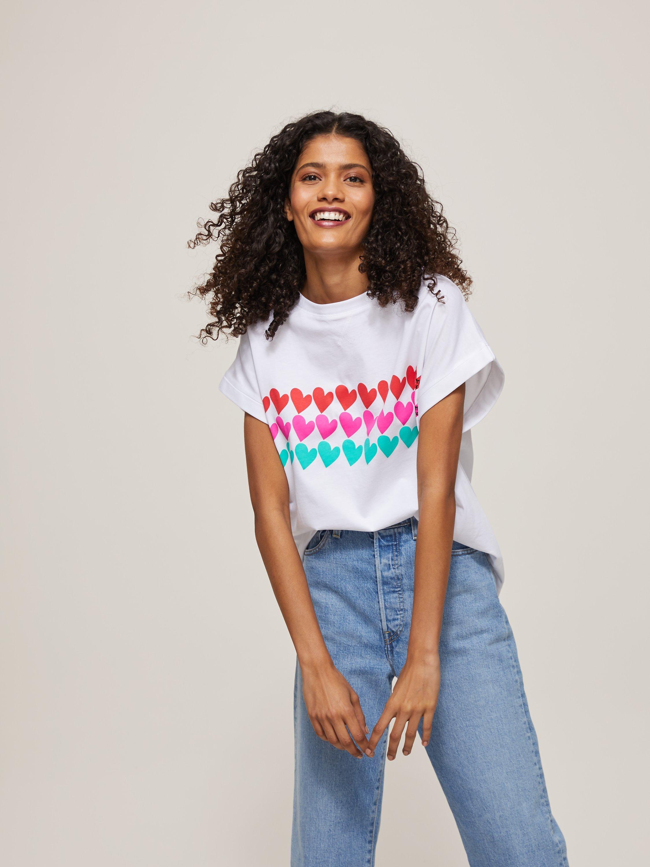 Give a Little Love Hearts Print Cotton Tank T-Shirt, Multi