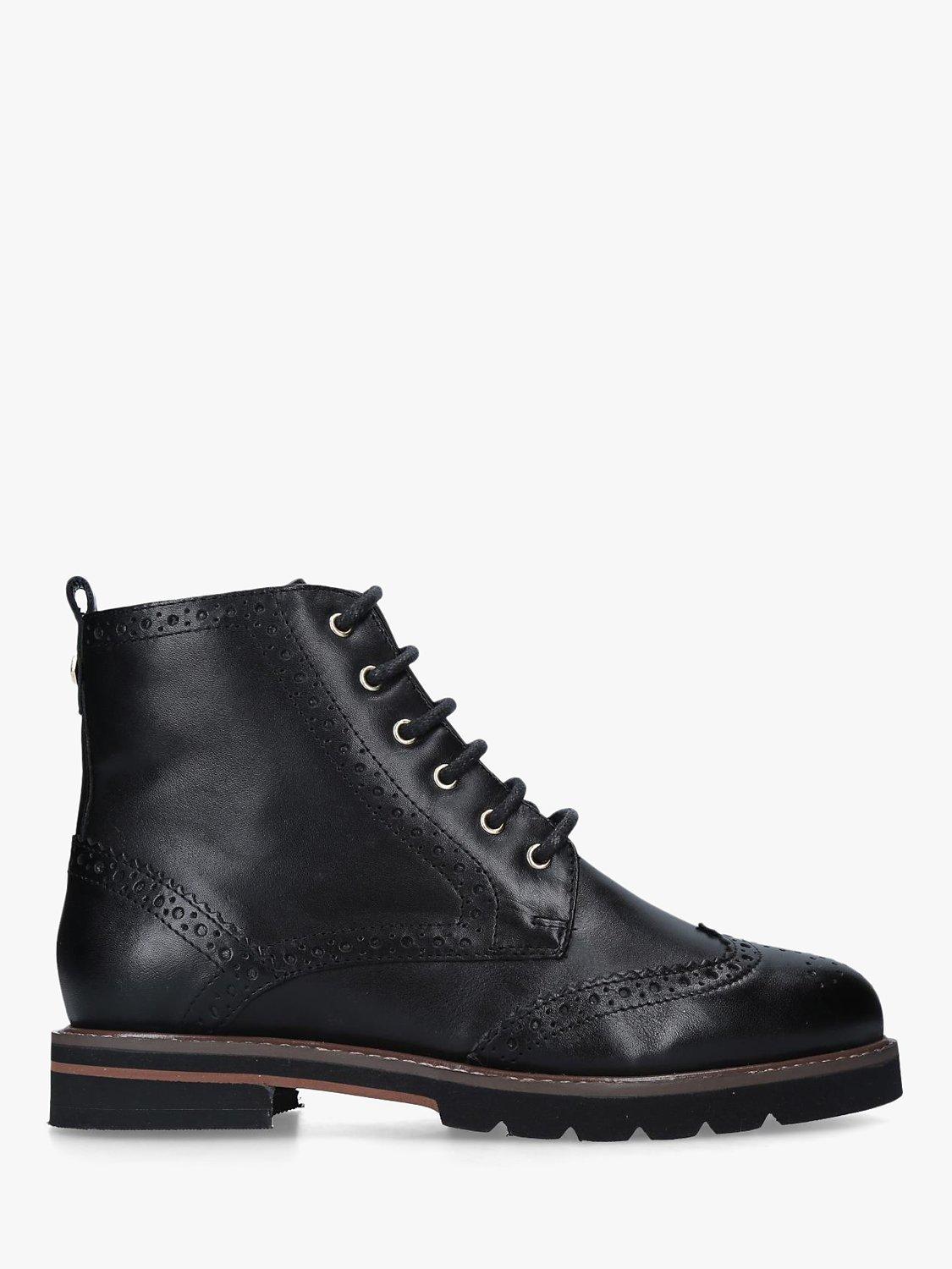 Carvela Shock Leather Brogue Lace Up Boots Black