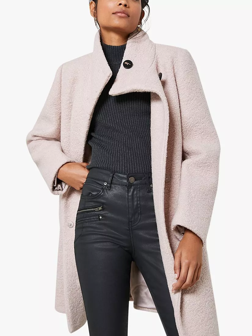 Mint velvet pink boucle coat best sale