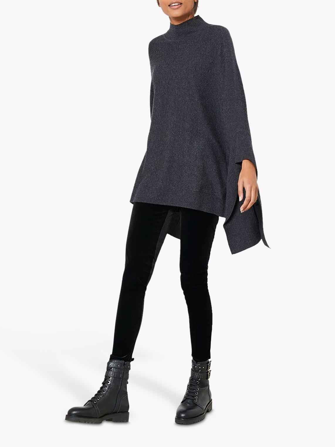 Mint Velvet Poncho Jumper, Dark Grey