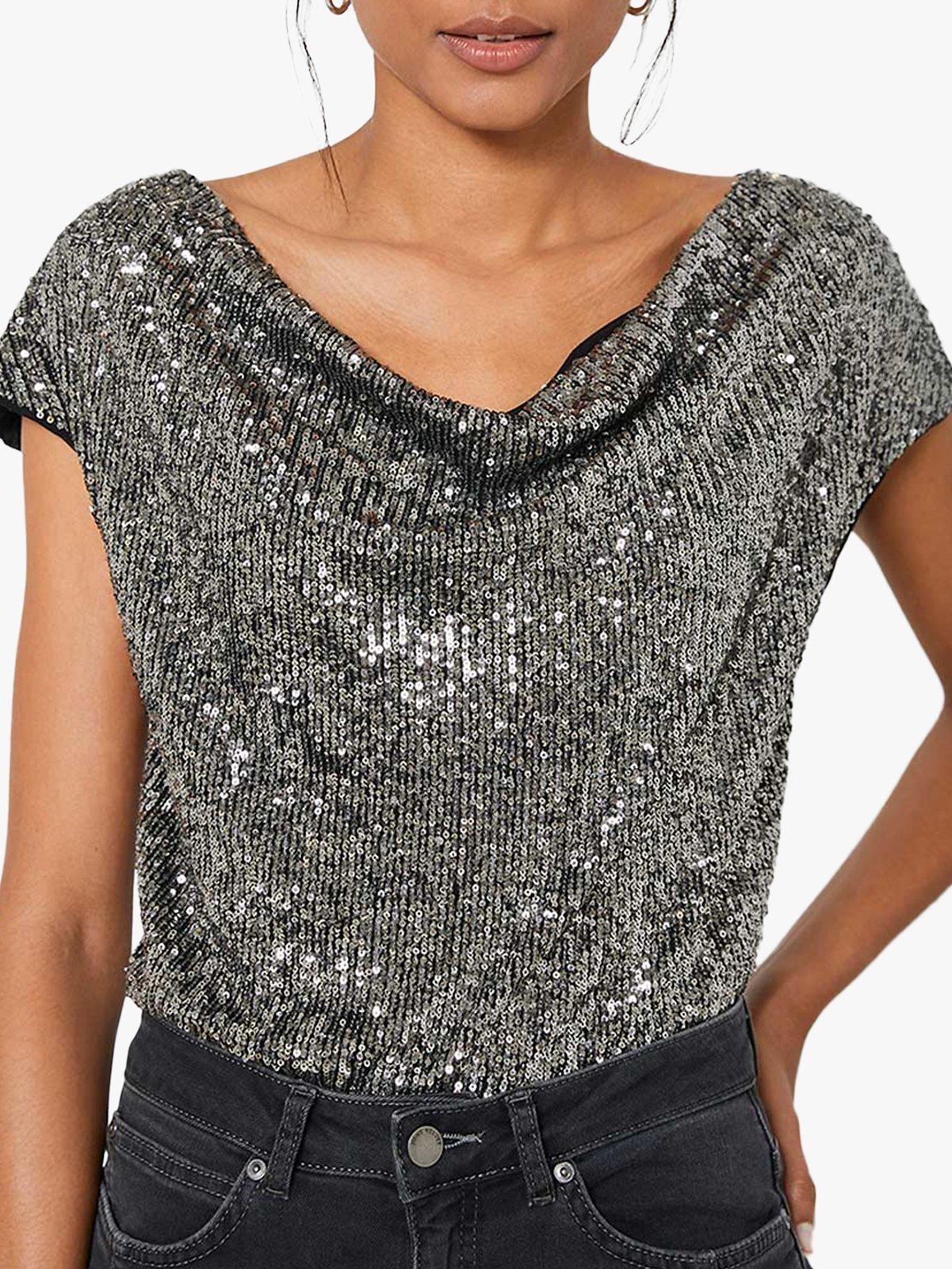 Mint Velvet Sequin Cowl Neck Top