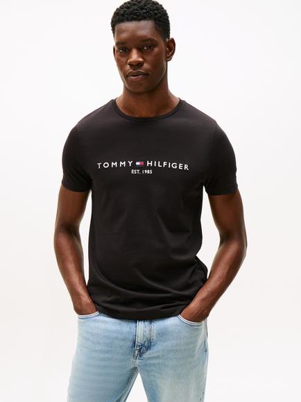 Tommy Hilfiger Flag Logo Crew Neck T-Shirt, Jet Black