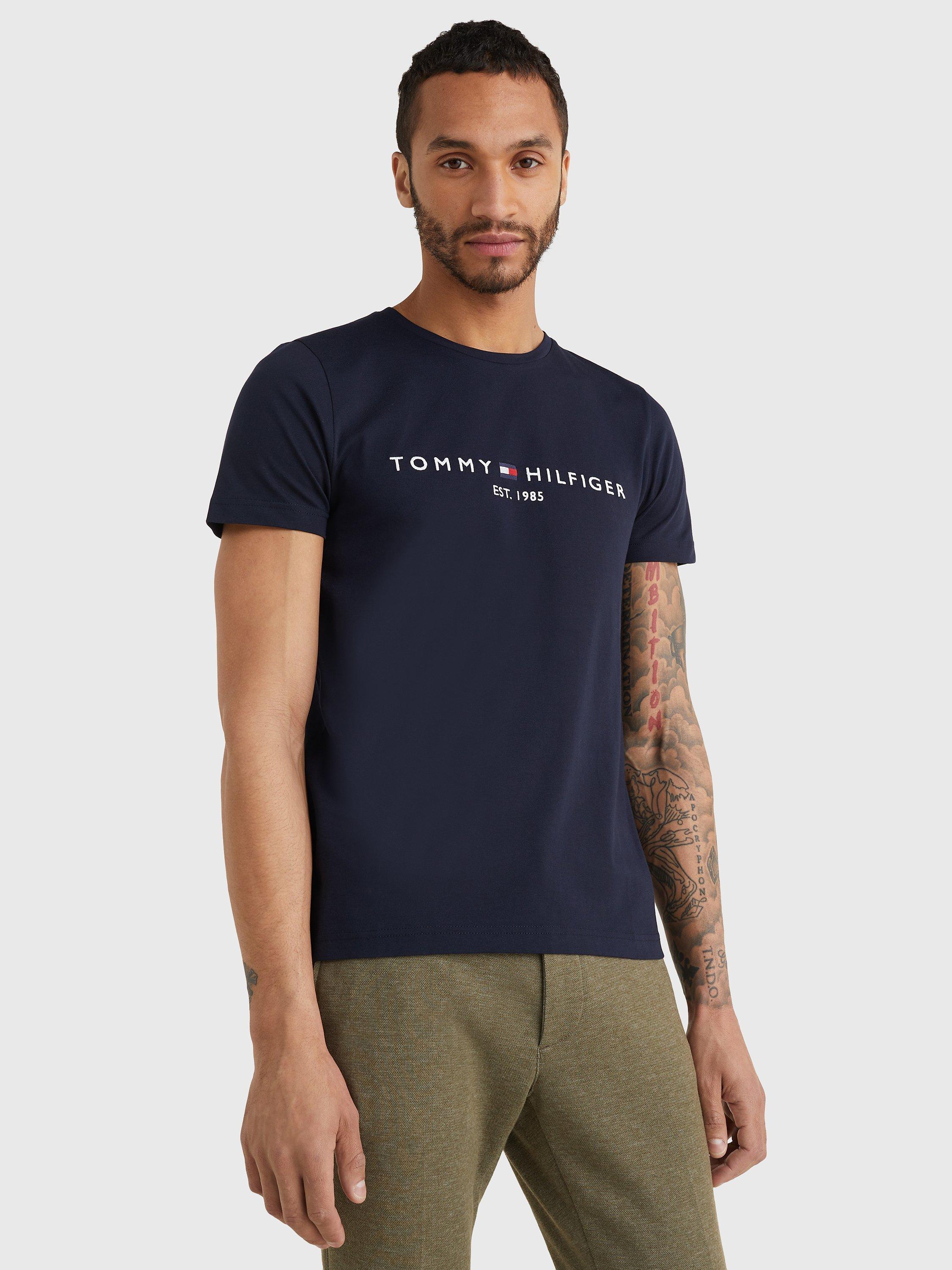 Tommy Hilfiger Flag Logo Crew Neck T Shirt Sky Captain
