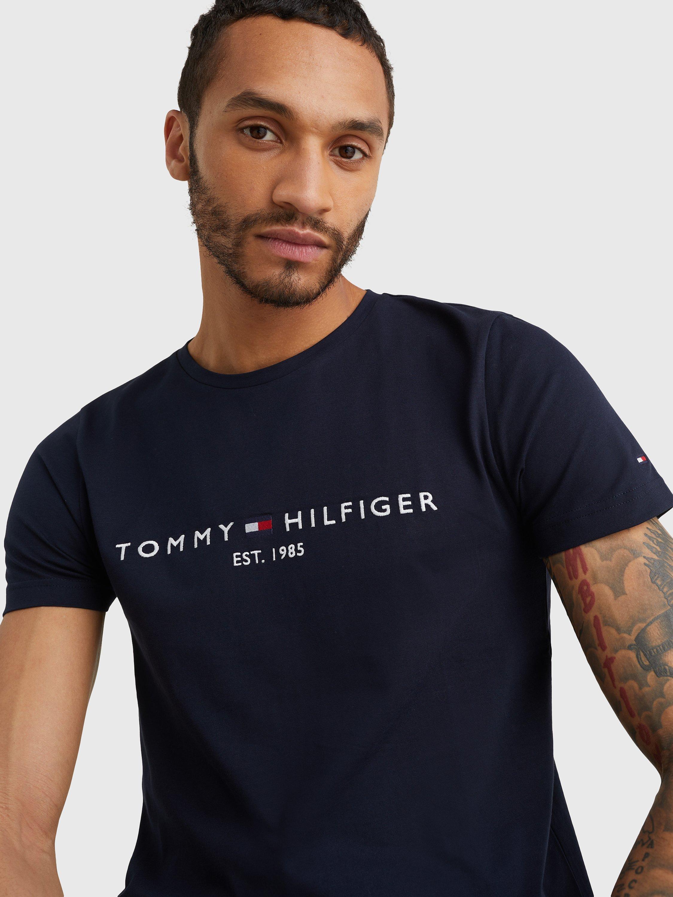 Tommy Hilfiger Flag Logo Crew Neck T Shirt Sky Captain