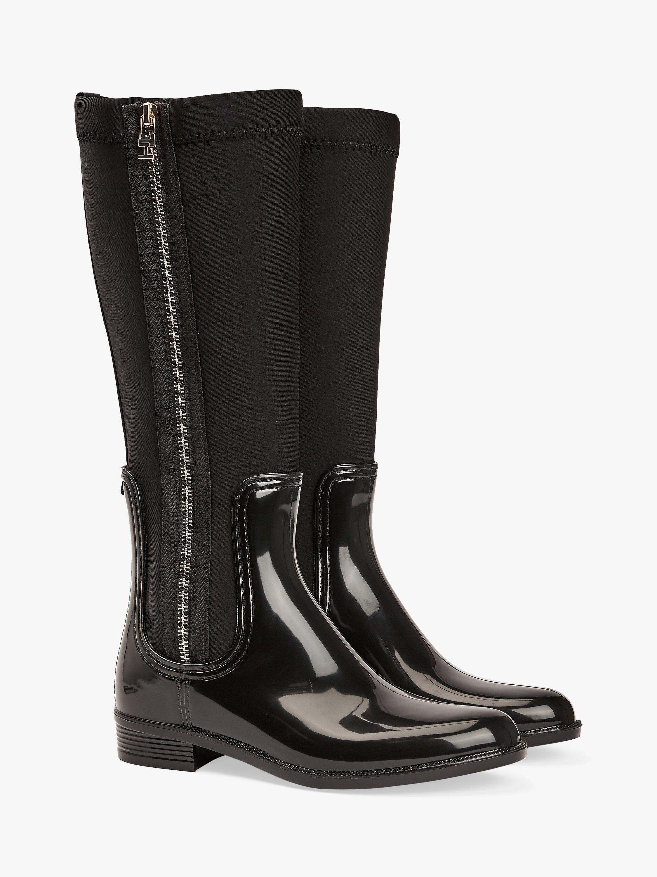Tommy Hilfiger Neoprene Long Rain Boots, Black, 5