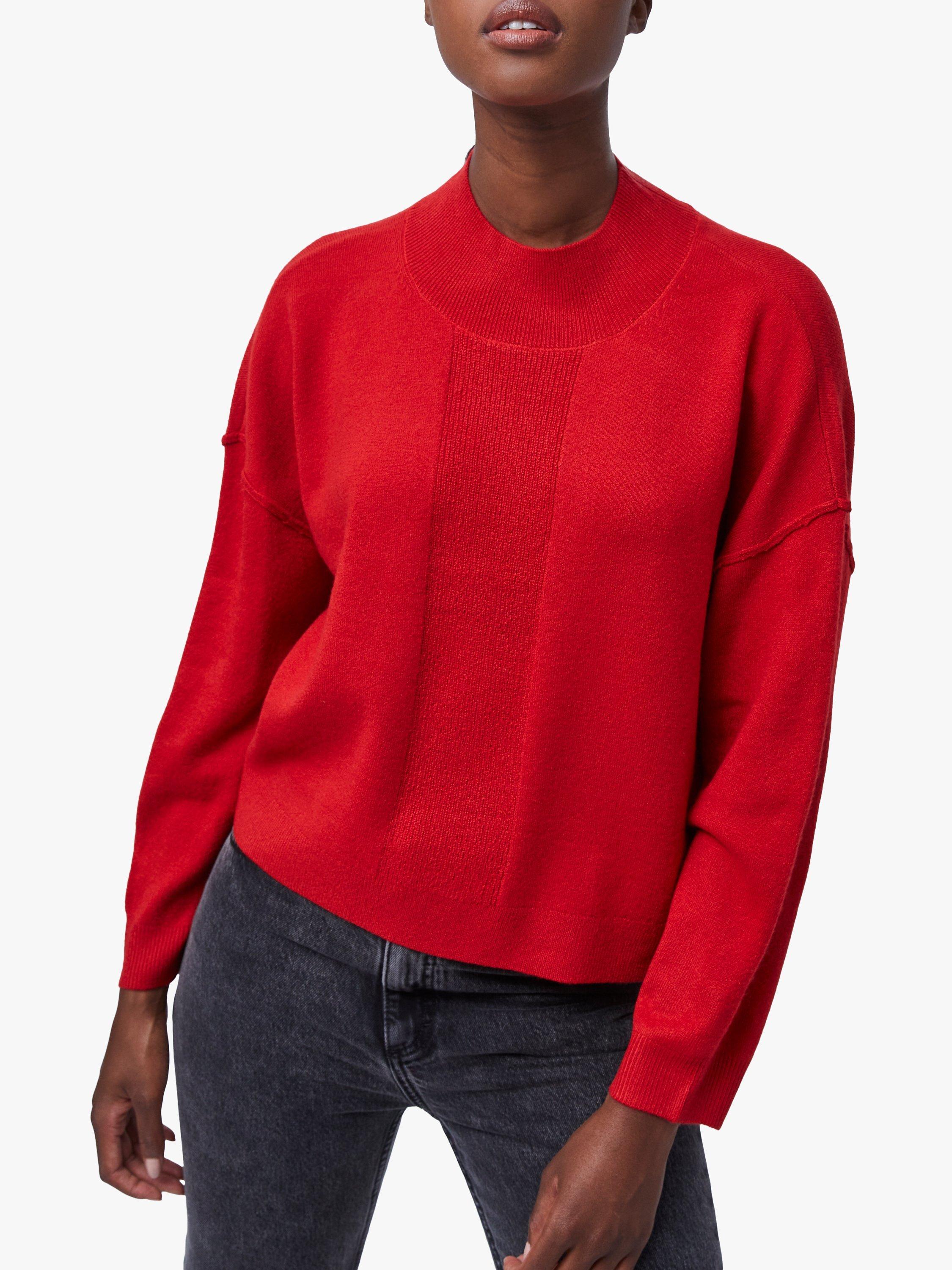 French Connection Mock Neck Jumper, Lipstick Red, M