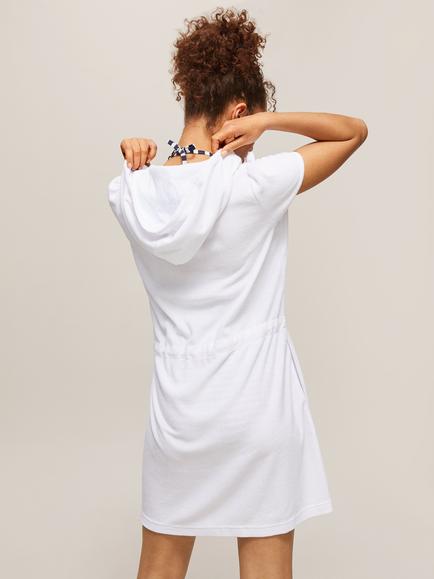 John Lewis Zip Front Towelling Beach Mini Dress - view 2, White