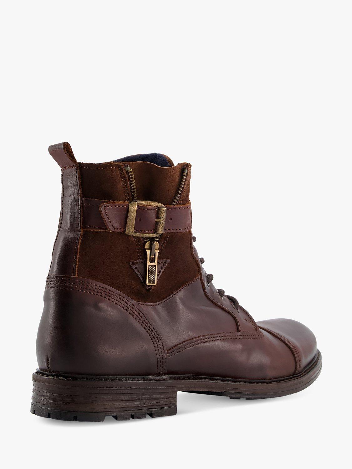 Dune Call Casual Buckle Detail Ankle Boots, Brown, 6