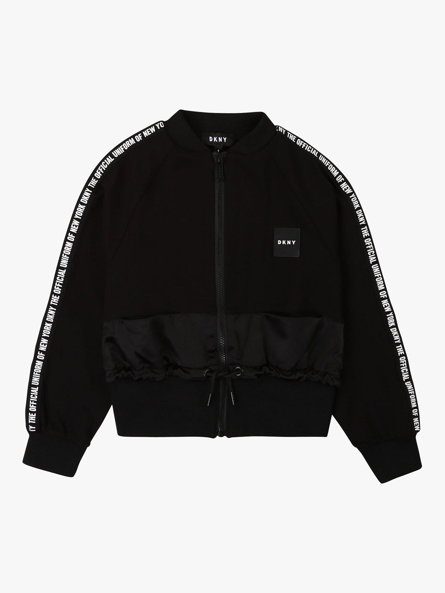 DKNY Girls' Milano Logo Zip Up Jumper, Black