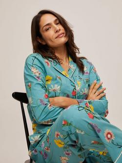 Their Nibs Lilac Squirrel Floral Pyjama Set, Teal, Teal