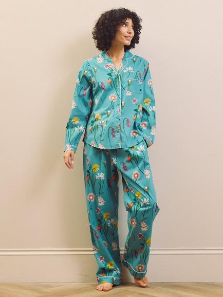 Their Nibs Lilac Squirrel Floral Pyjama Set, Teal - view 2, Teal