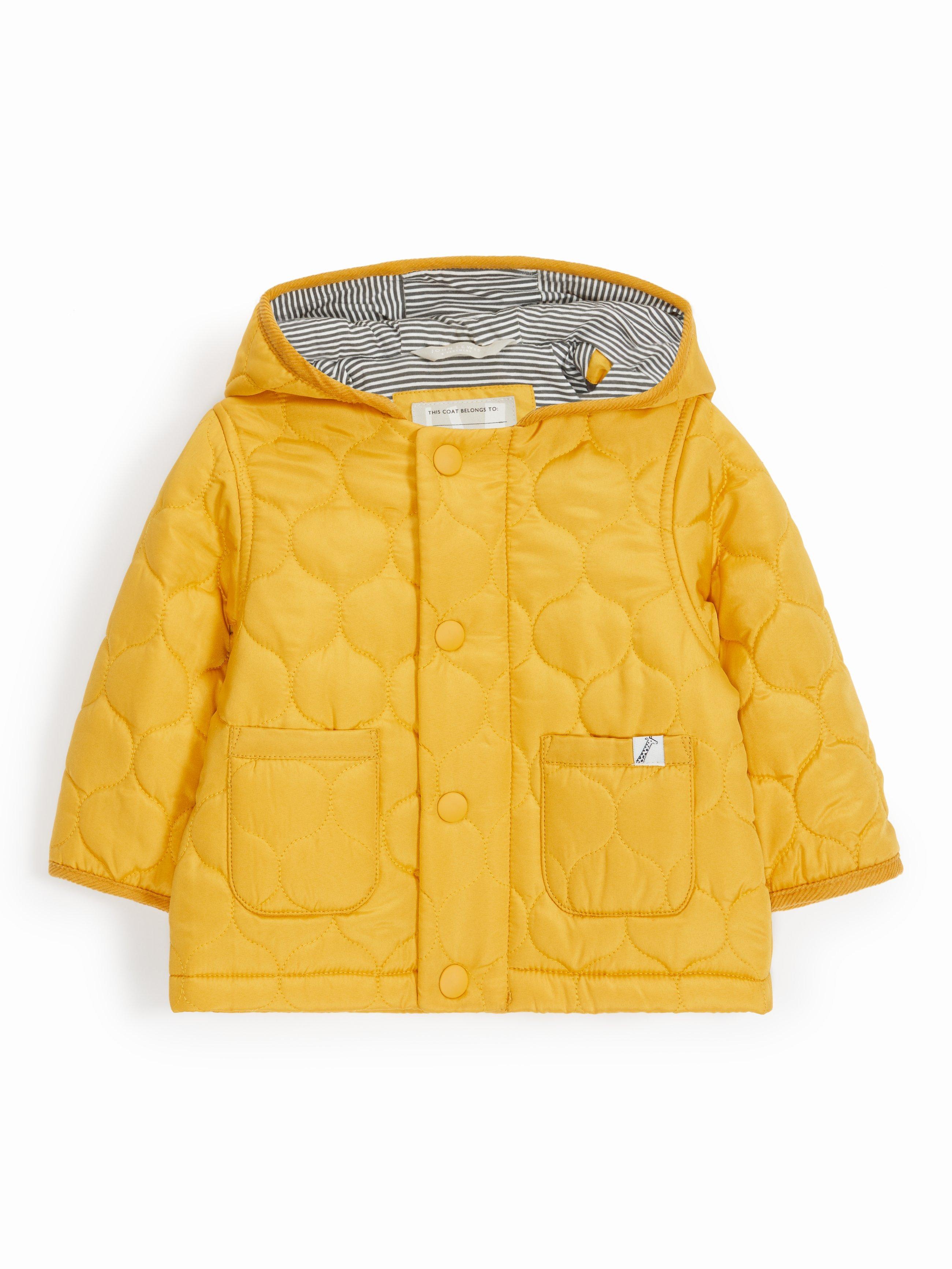 John Lewis & Partners Baby Texas Showerproof Quilted Jacket, Yellow