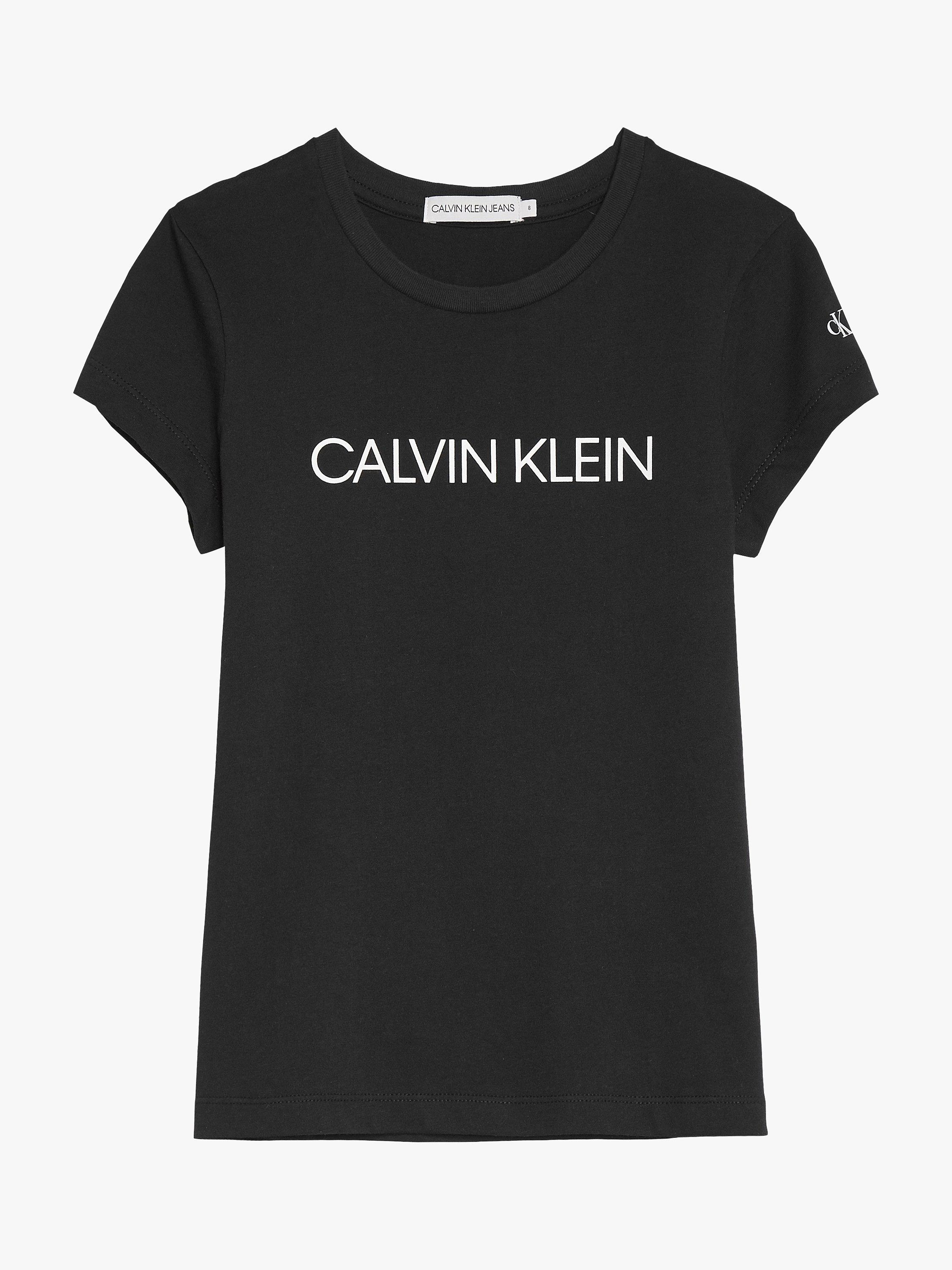 Calvin Klein Kids' Organic Cotton Institutional Logo Slim T-Shirt, Ck Black