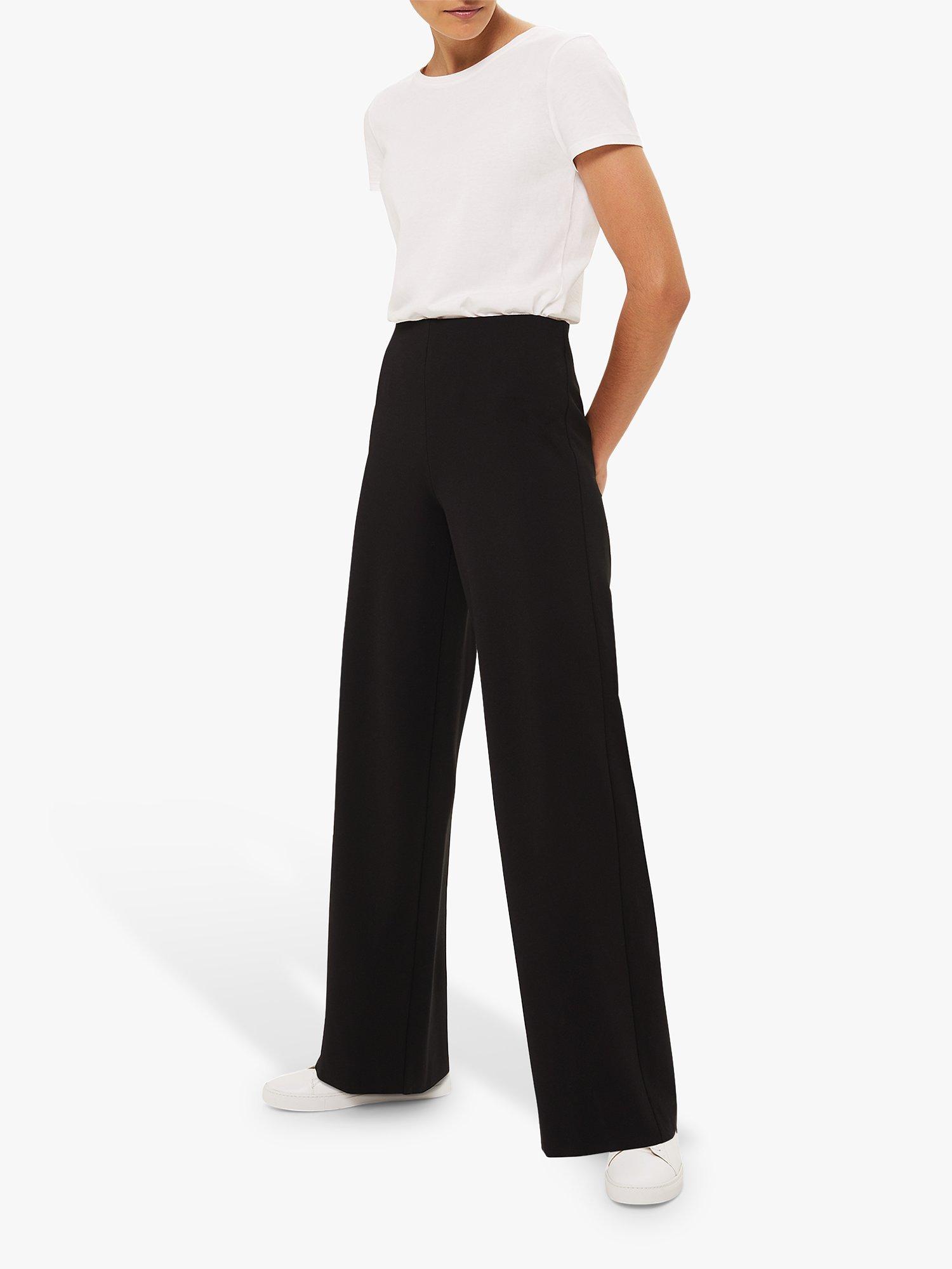Hobbs Ponte Pippa Wide Leg Trousers, Black
