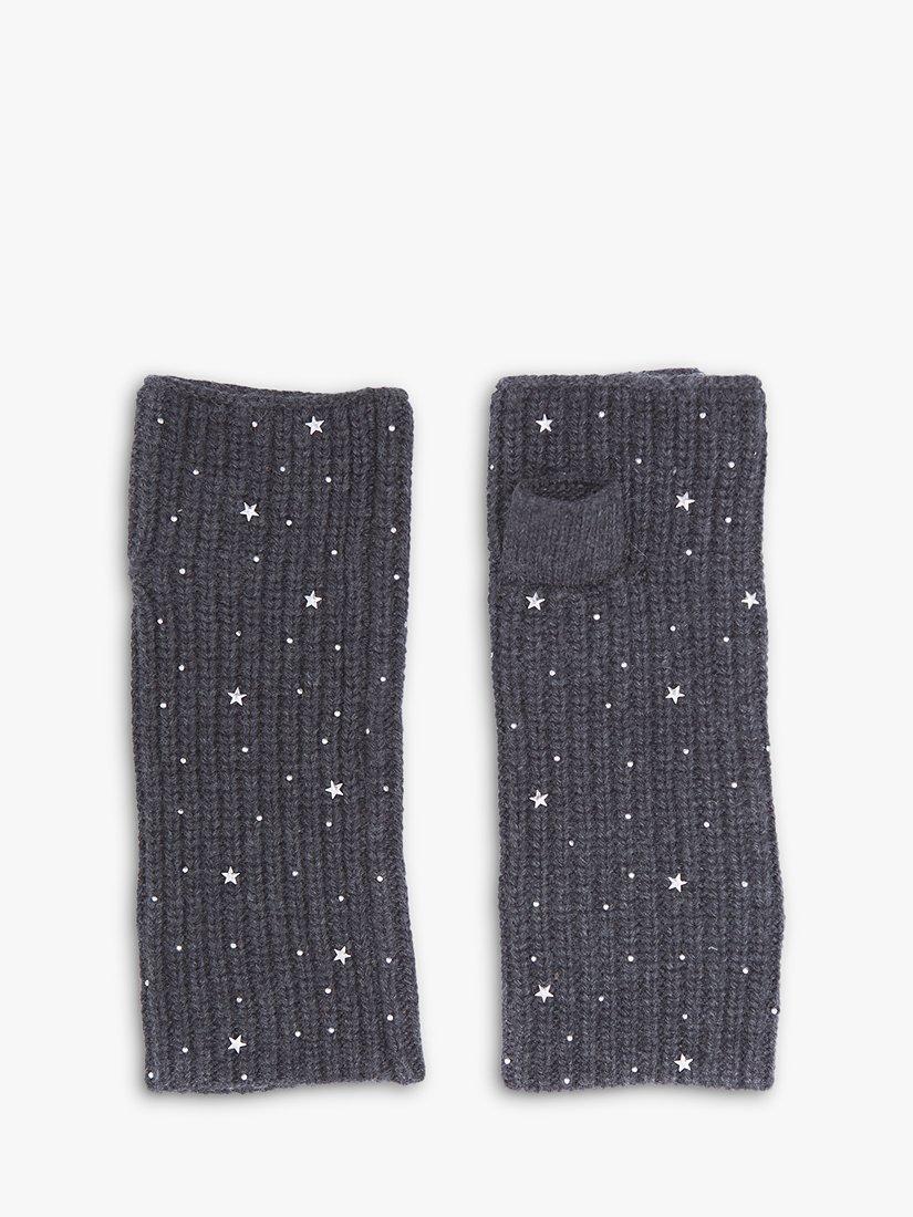 Mint Velvet Star Fingerless Gloves, Dark Grey