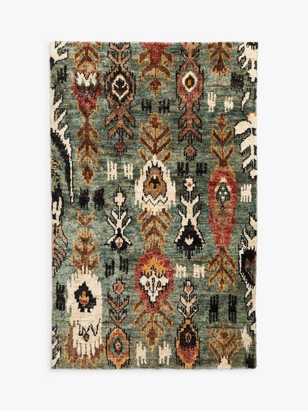 John Lewis Ikat Jute Hand Knotted Rug, Green