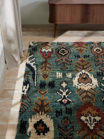John Lewis Ikat Jute Hand Knotted Rug - view 2, Green