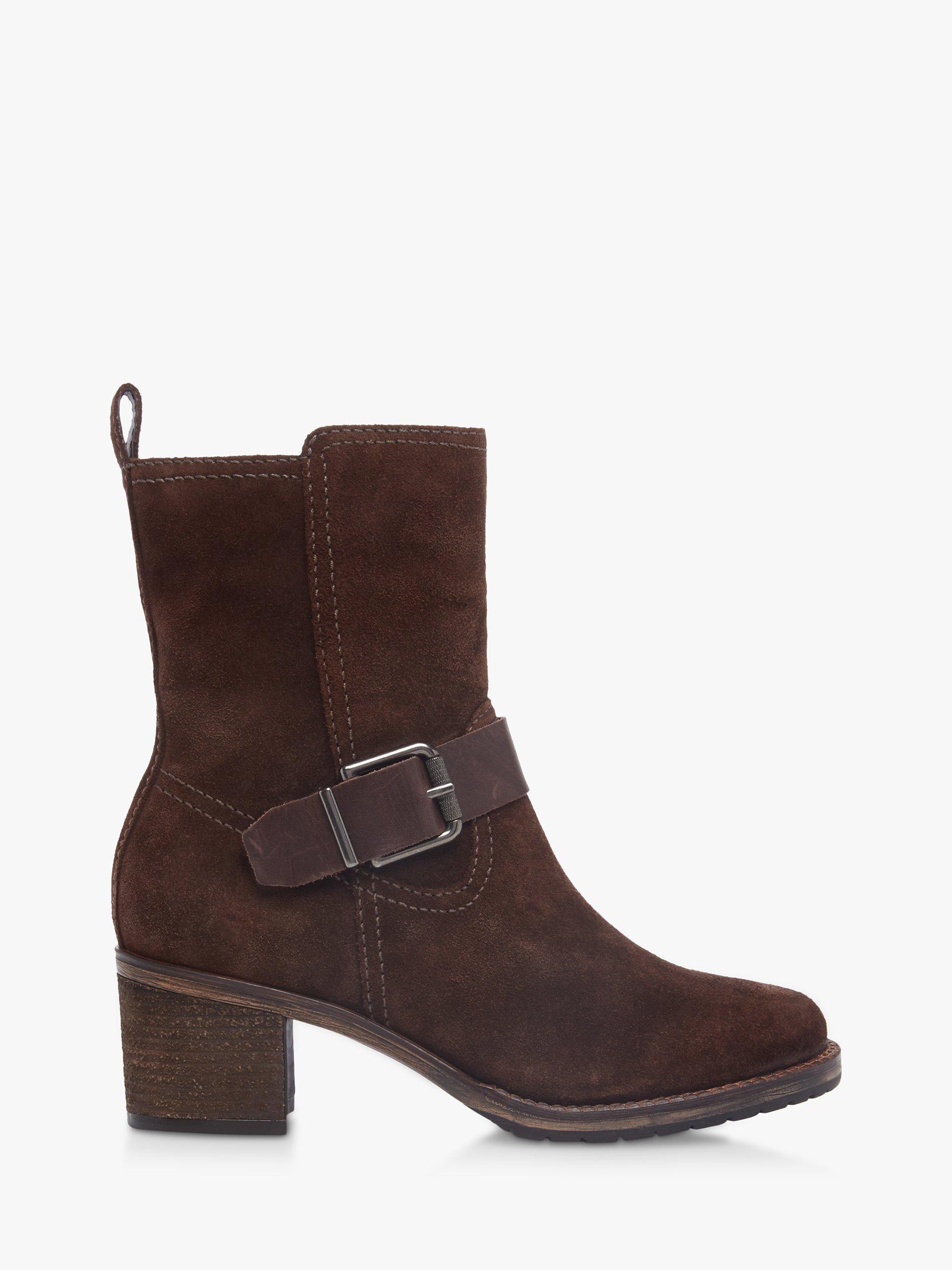 Dune Pumpkins Suede Buckle Detail Ankle Boots Brown