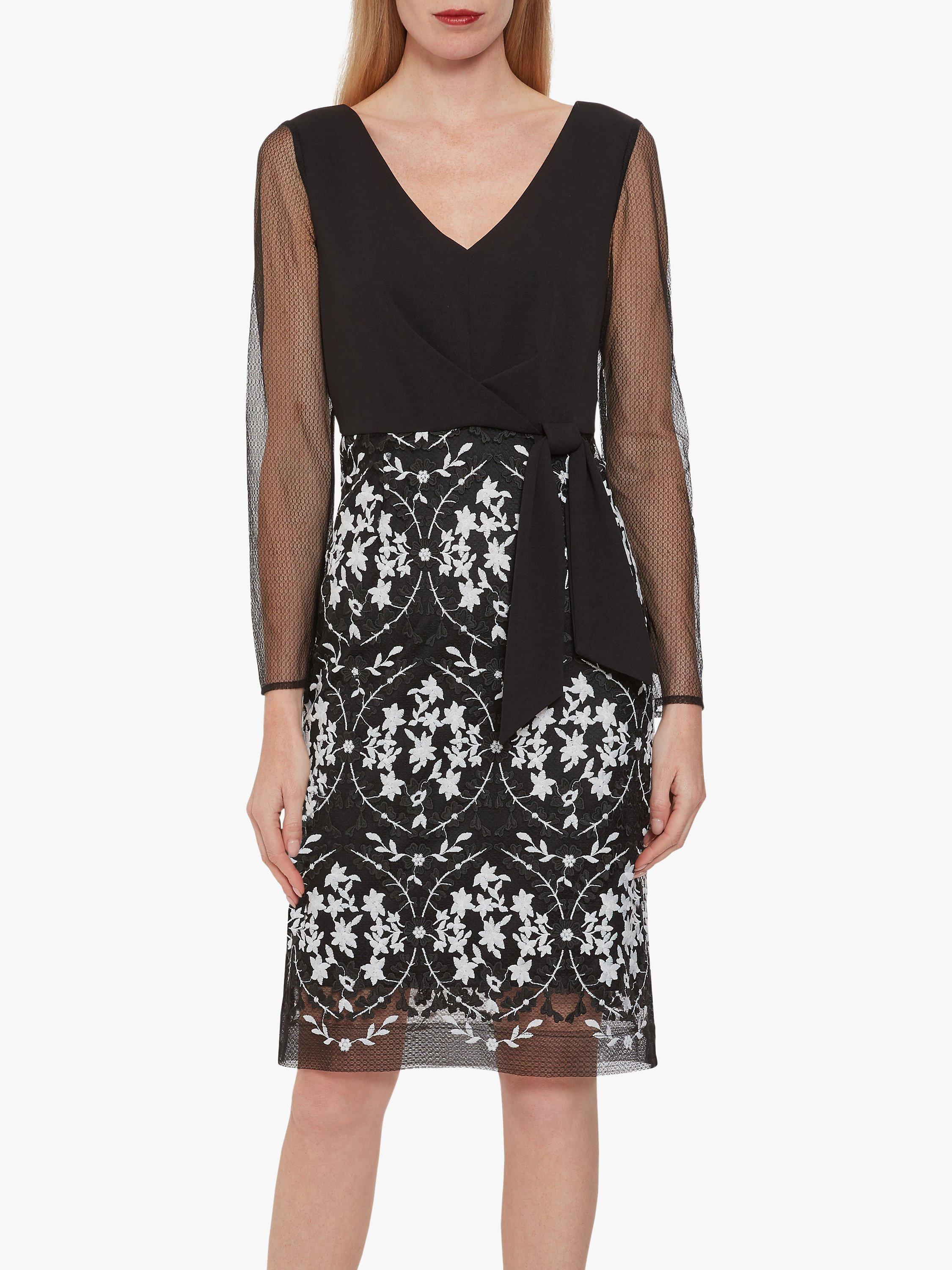 Gina Bacconi Cristela Crepe Floral Midi Dress, Black