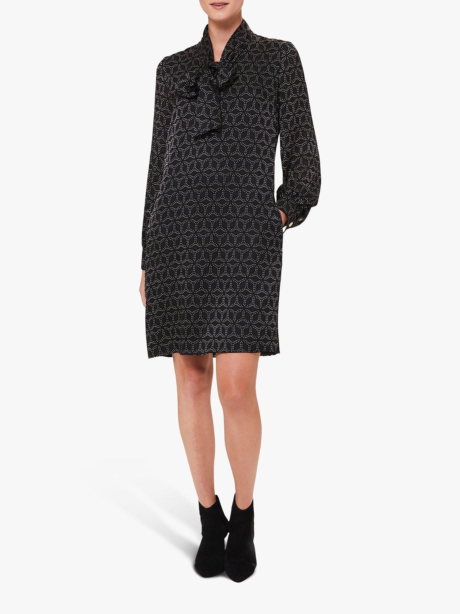 Hobbs Karina Geometric Print Mini Dress, Black/Gold