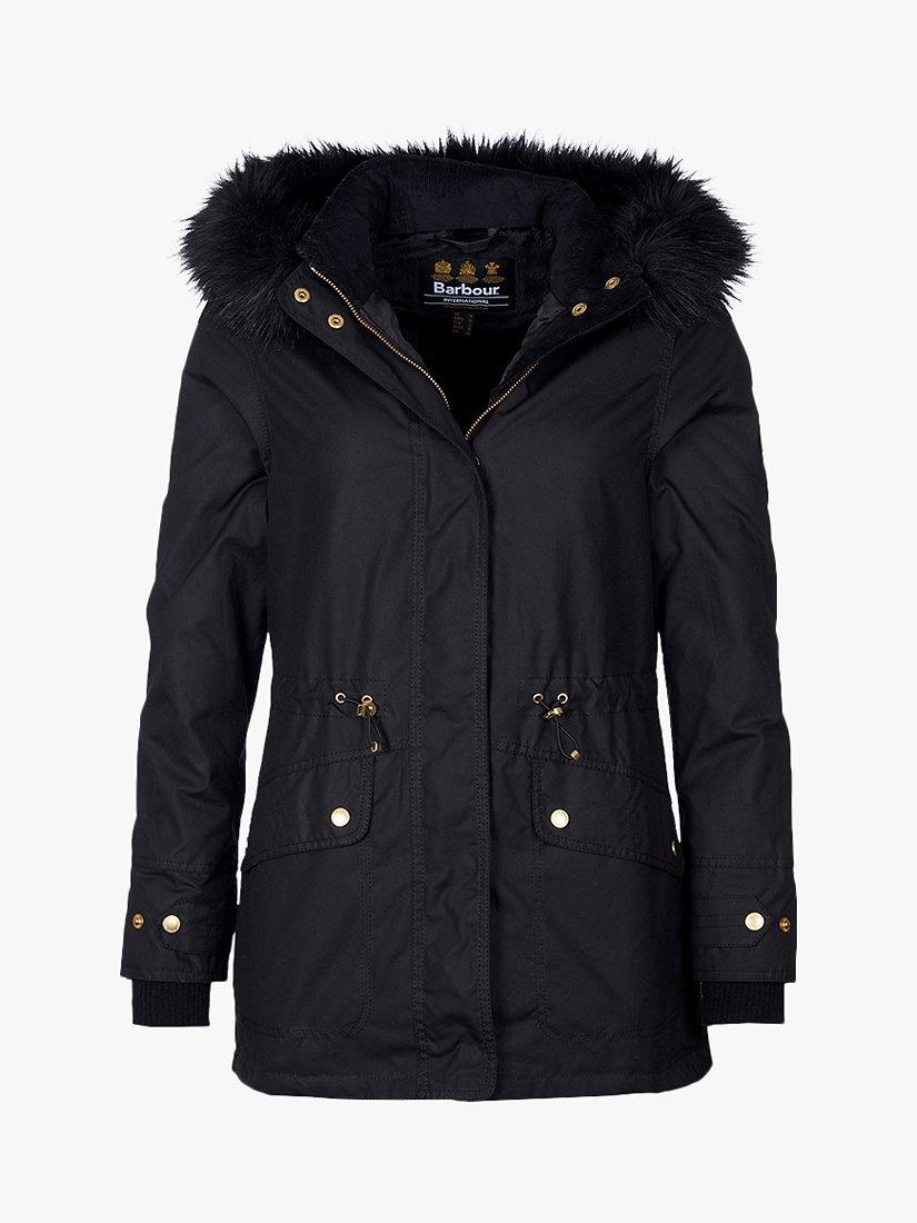 Barbour International Croft Waxed Faux Fur Hood Jacket