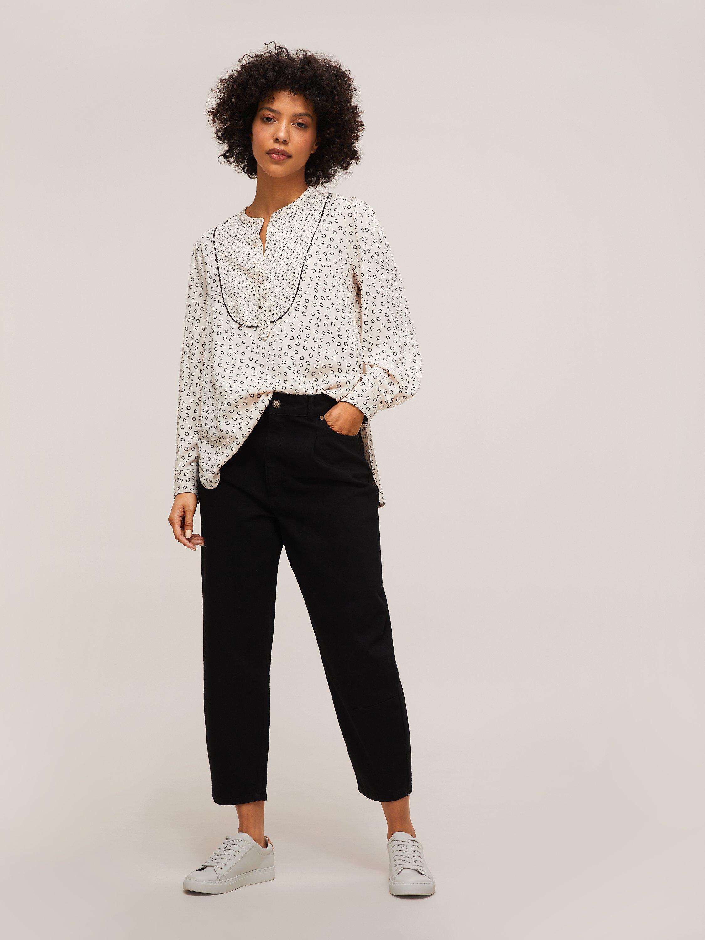 Mother of Pearl Organic Cotton Tapered Jeans, Black