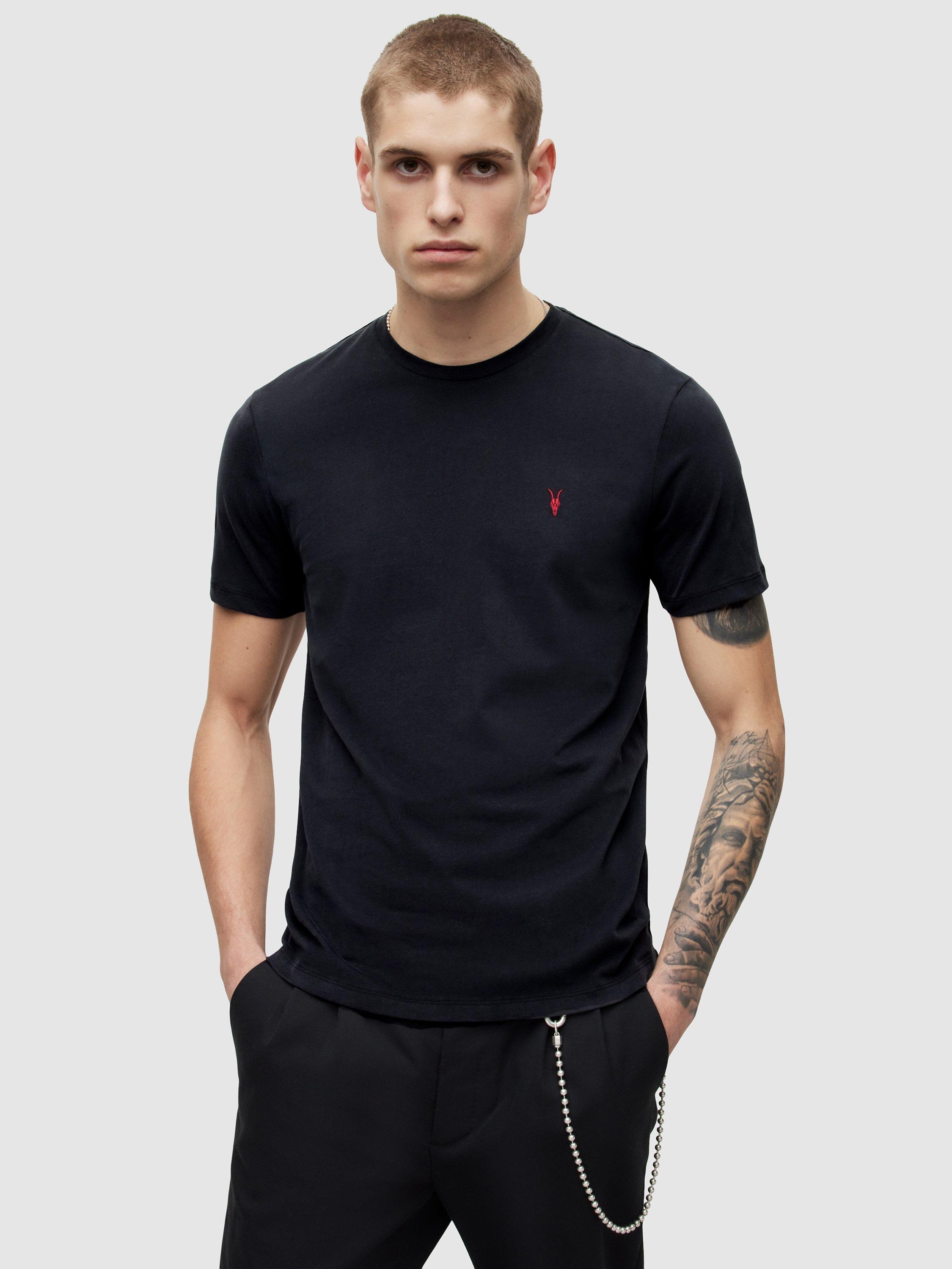 AllSaints Brace Contrast Crew Neck T-Shirt, Washed Black