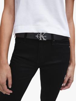 Calvin Klein Leather Monogram Belt, Black - view 2, Black