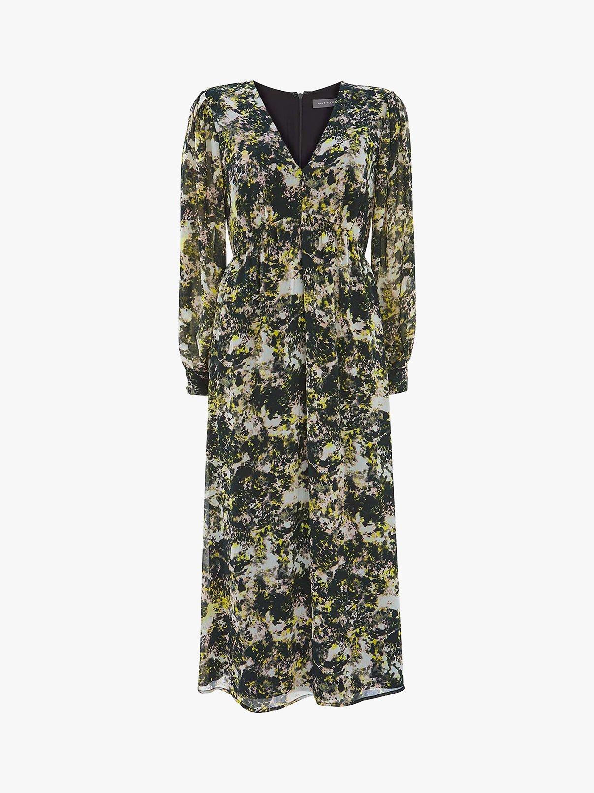 Mint Velvet Gabi Abstract Midi Dress, Green