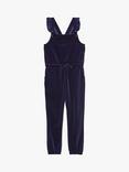 White Stuff Kids' Frill Velvet Jumpsuit, Dark Navy