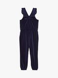 White Stuff Kids' Frill Velvet Jumpsuit, Dark Navy