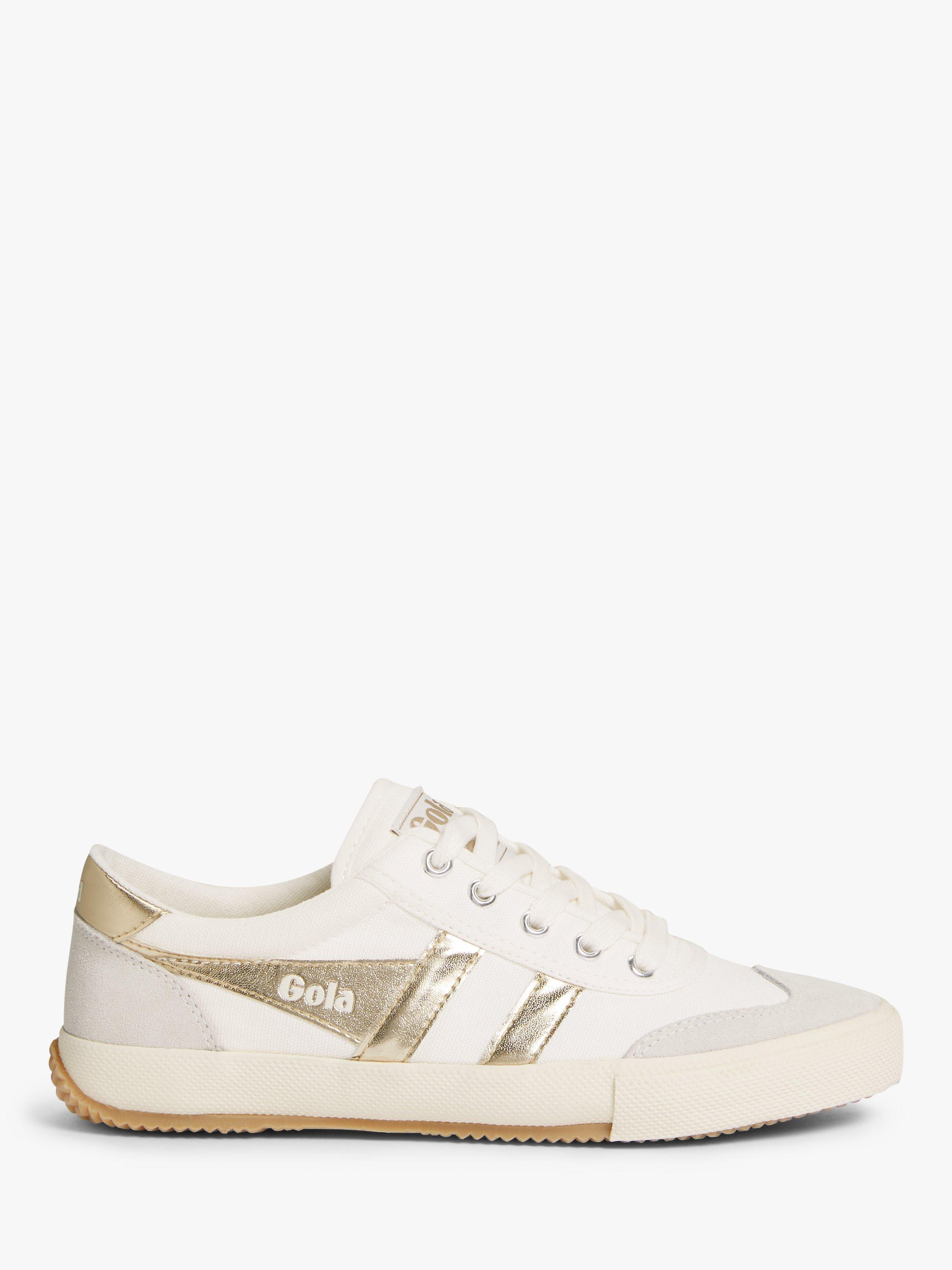 Gola Badminton Canvas Trainers, White/Gold