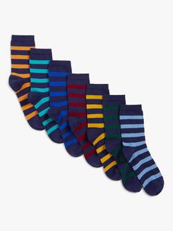 John Lewis Kids' Rugby Stripe Socks, Pack of 7, Multi, Multi
