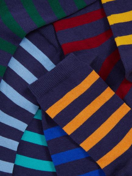 John Lewis Kids' Rugby Stripe Socks, Pack of 7, Multi - view 2, Multi