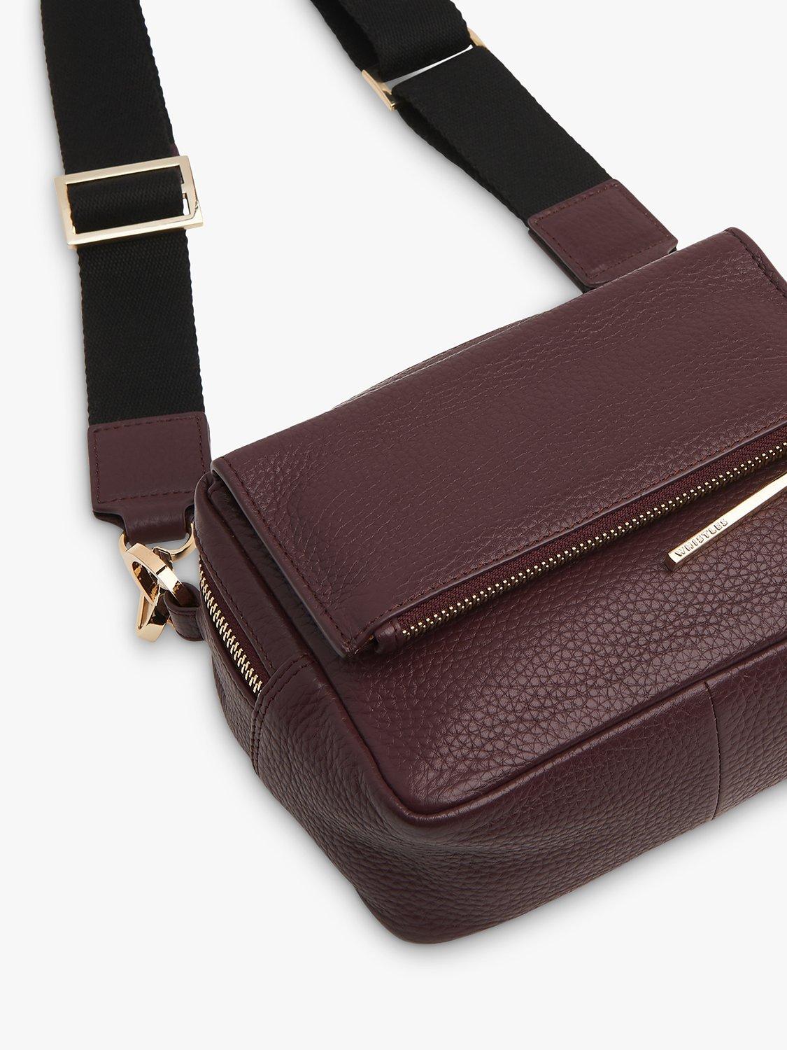 Product image 2 of 4, which shows Whistles Bibi Leather Cross Body Bag, Plum