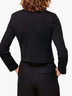 Whistles Collarless Jersey Jacket, Black - view 2, Black