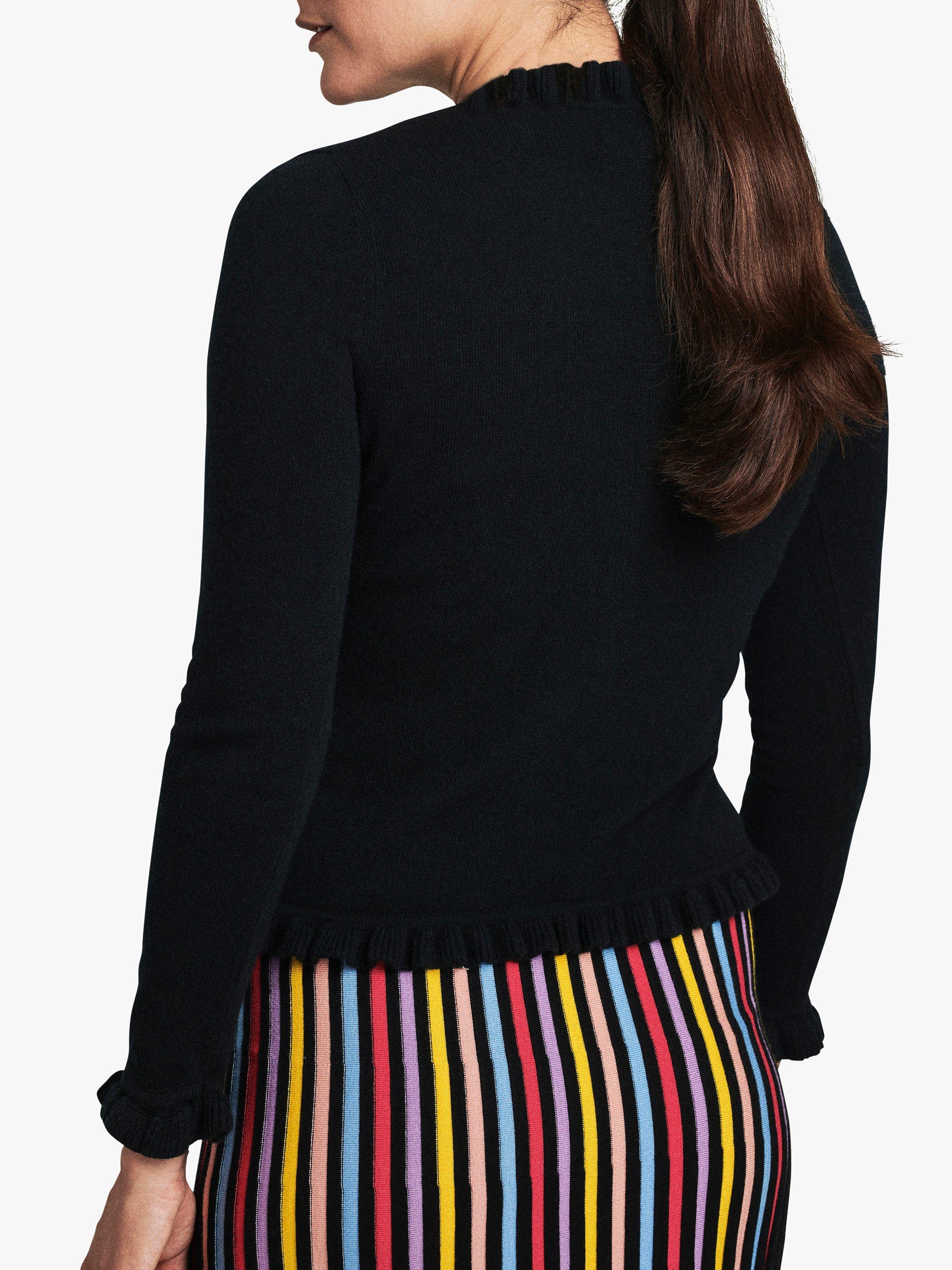 Product image 2 of 2, which shows Pure Collection Cashmere Ruffle Cardigan, Black, 8