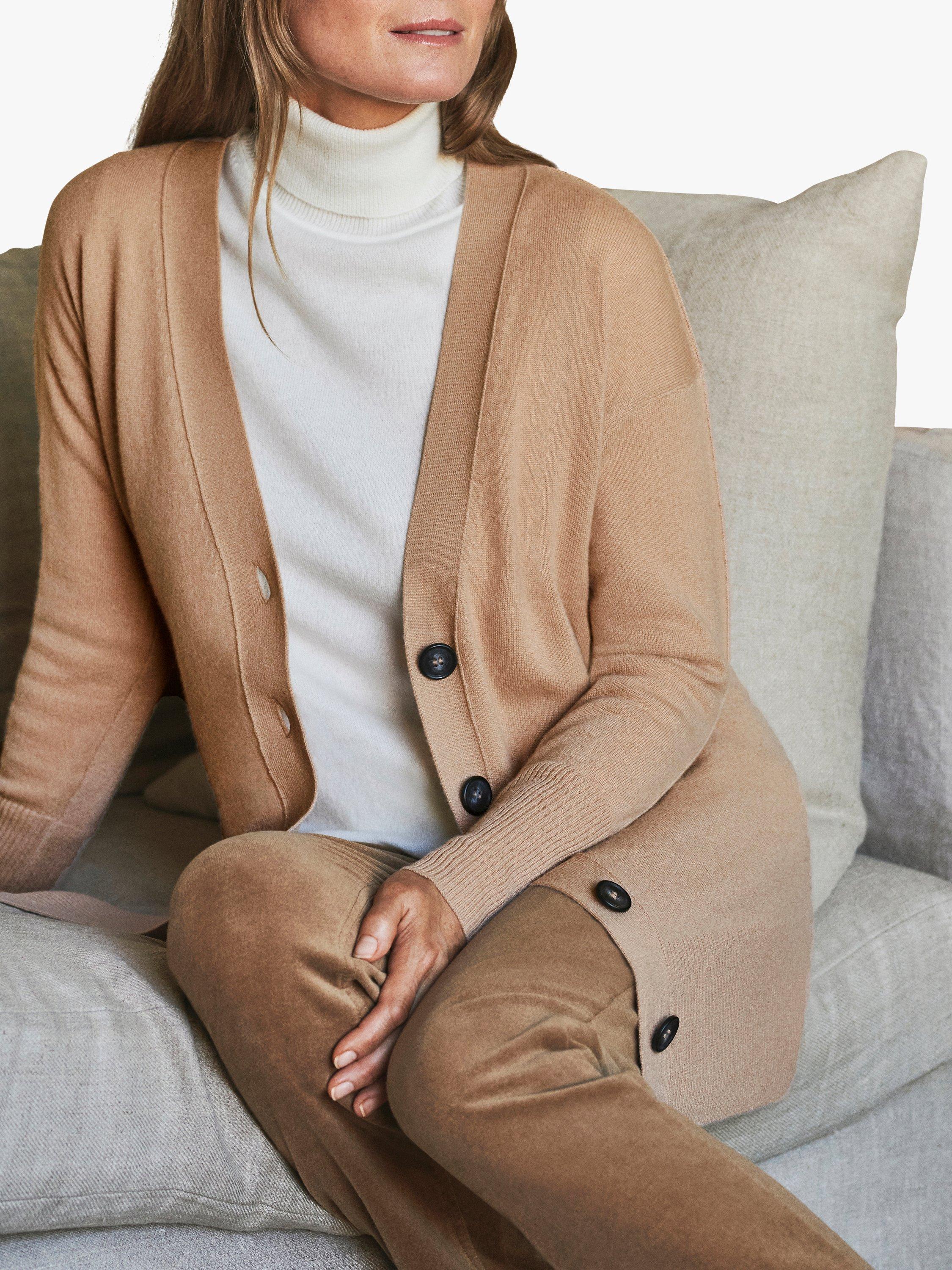 Pure Collection Cashmere Cardigan, Caramel