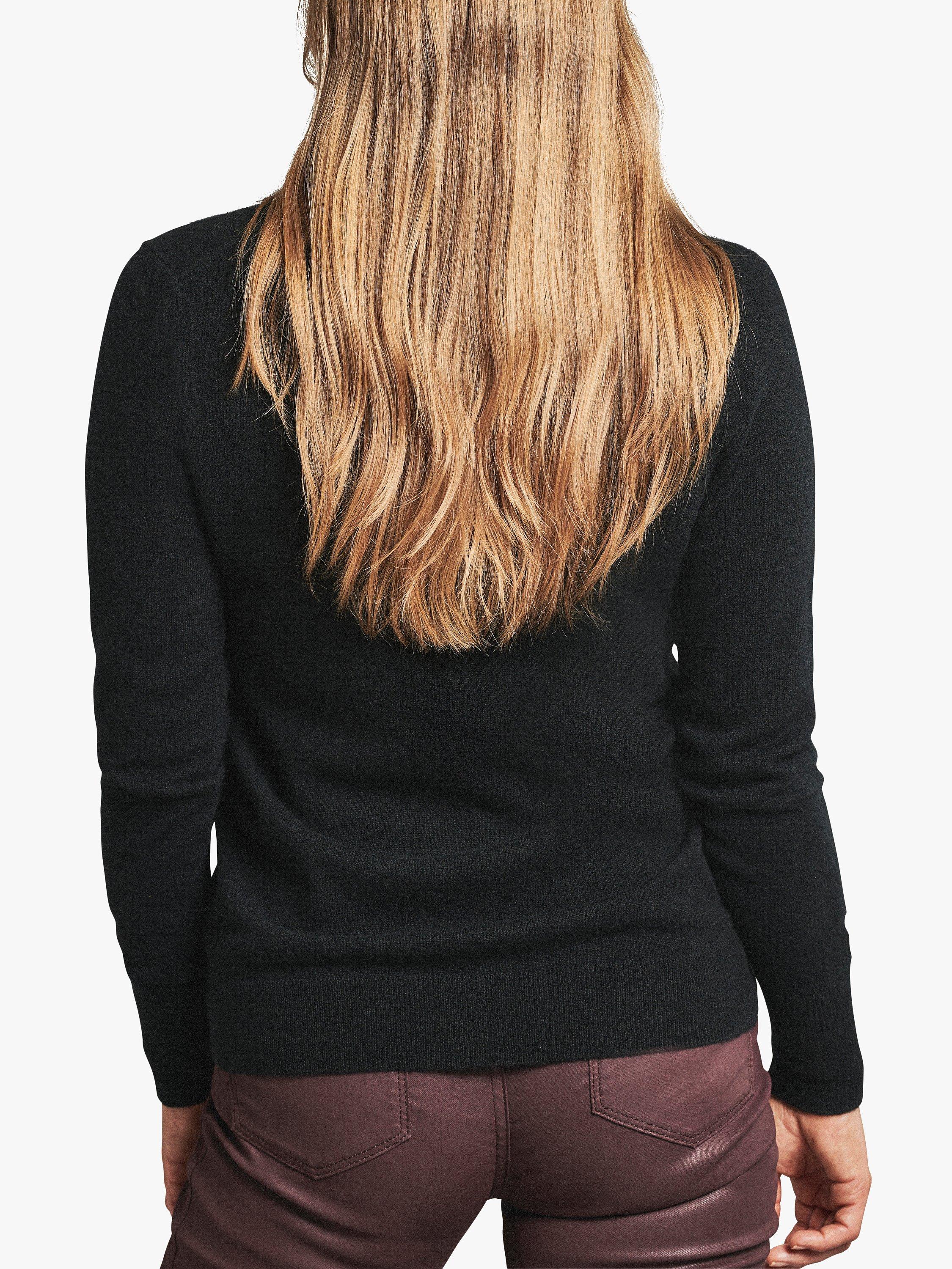 Product image 2 of 4, which shows Pure Collection Cashmere V-Neck Sweater, Black, 8