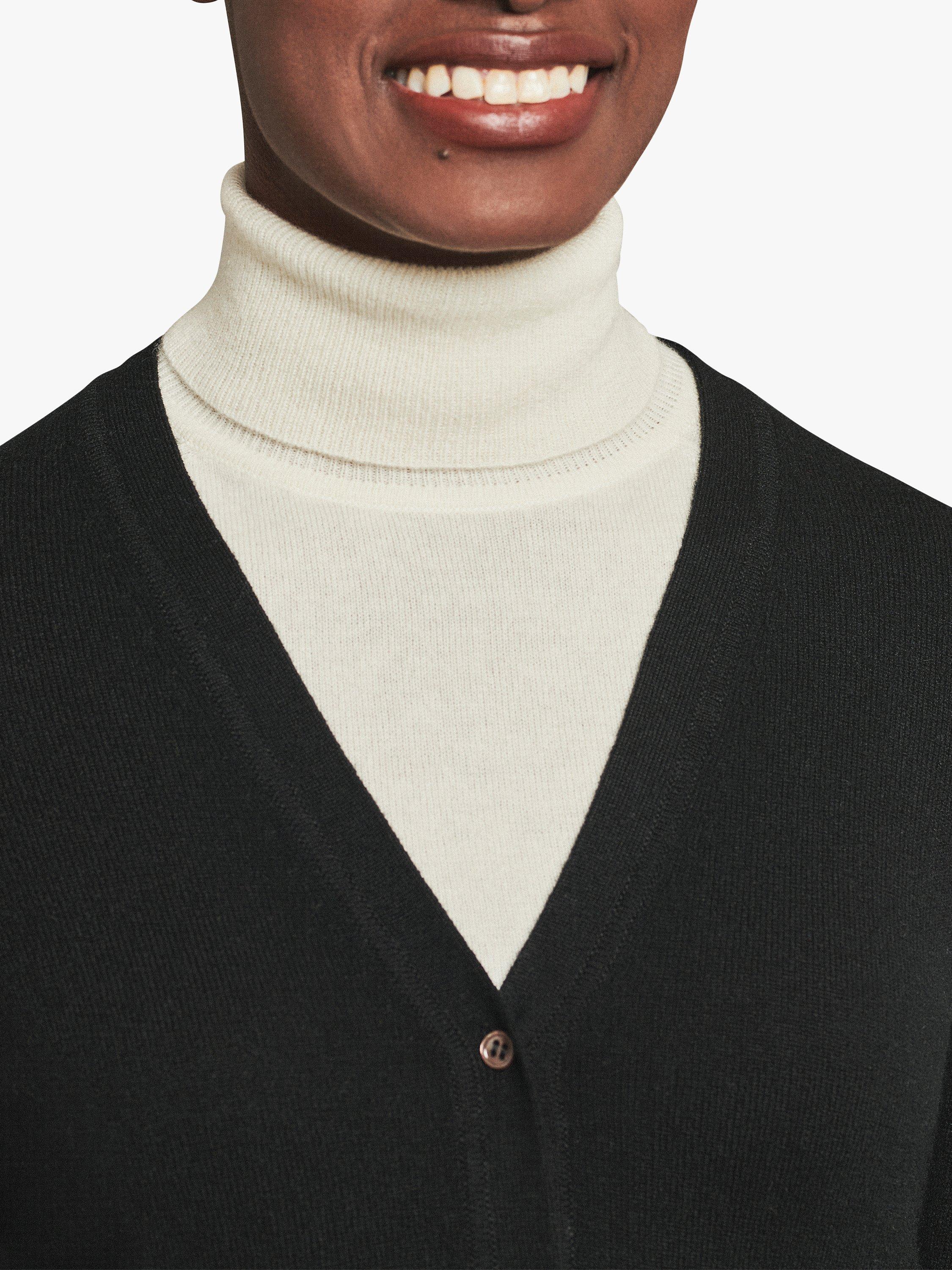 Product image 3 of 3, which shows Pure Collection Cashmere V-Neck Cardigan, Black, 8