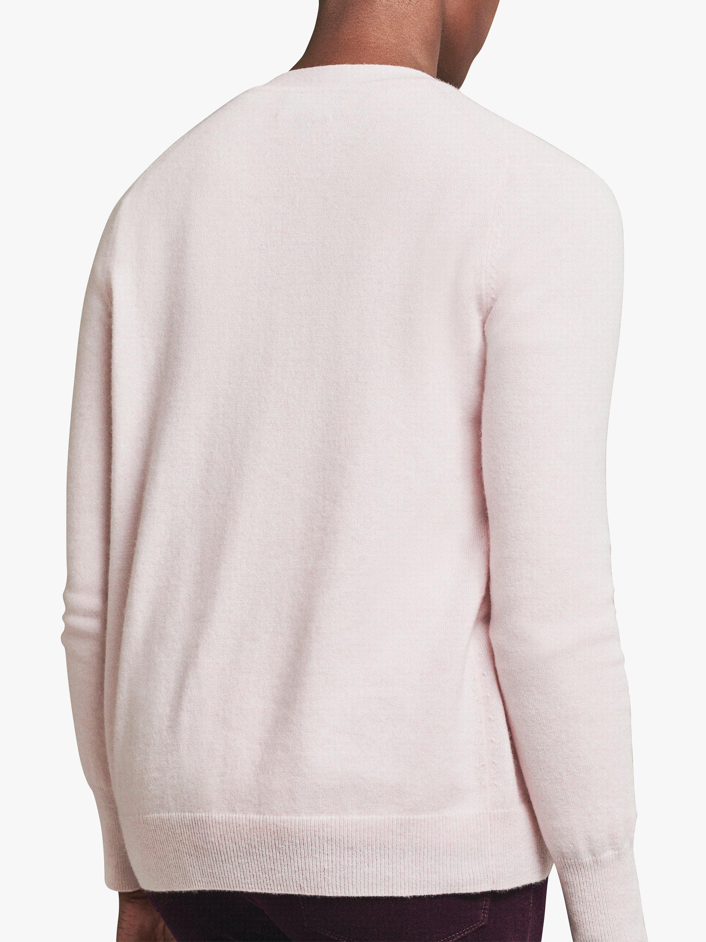 Product image 2 of 3, which shows Pure Collection Cashmere Pearl Button Cardigan, Rosemist, 8