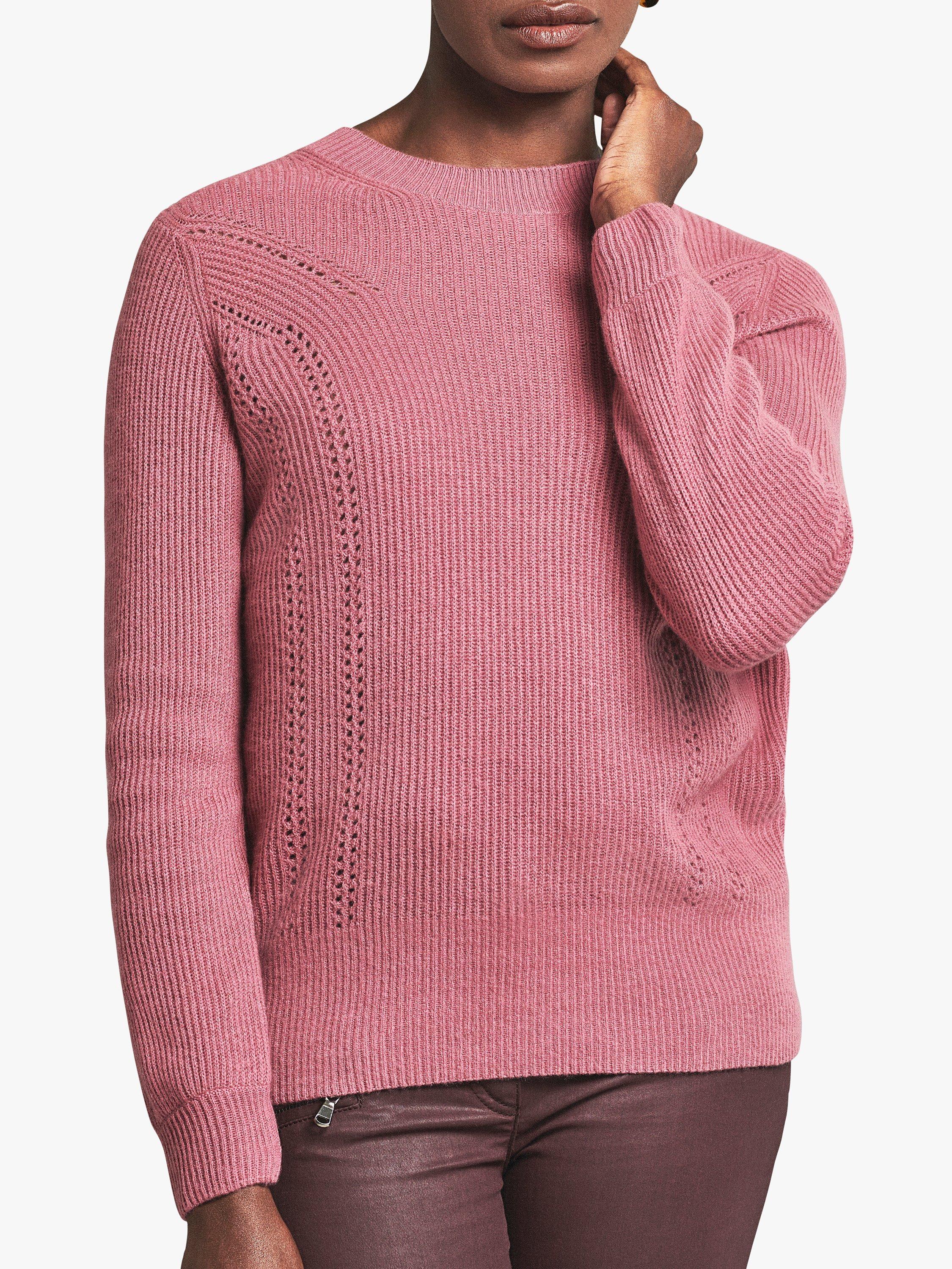 Pure Collection Ribbed Cashmere Jumper, Orchid Pink, 8