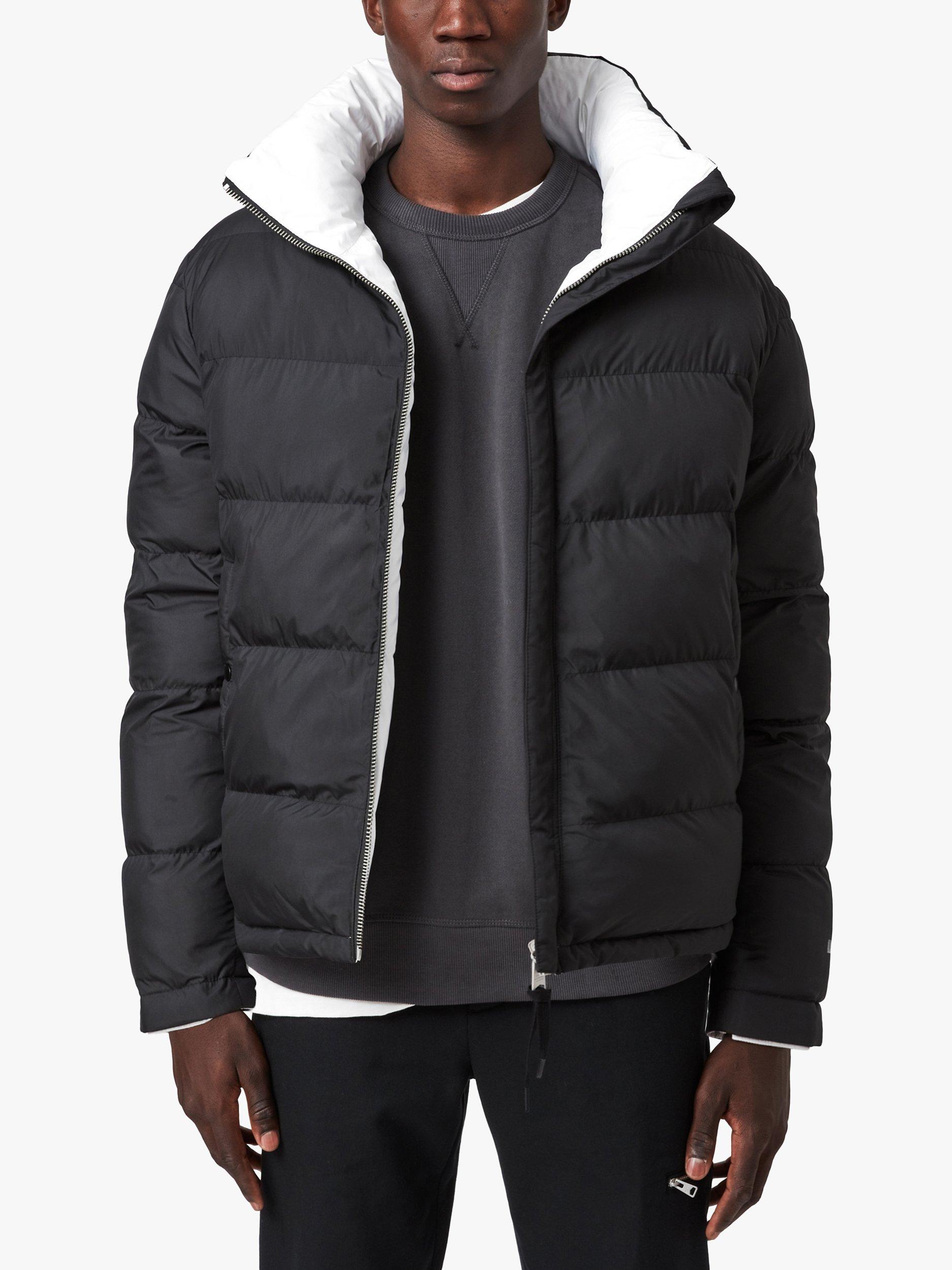 AllSaints Novem Reversible Puffer Coat, Optic White/Black
