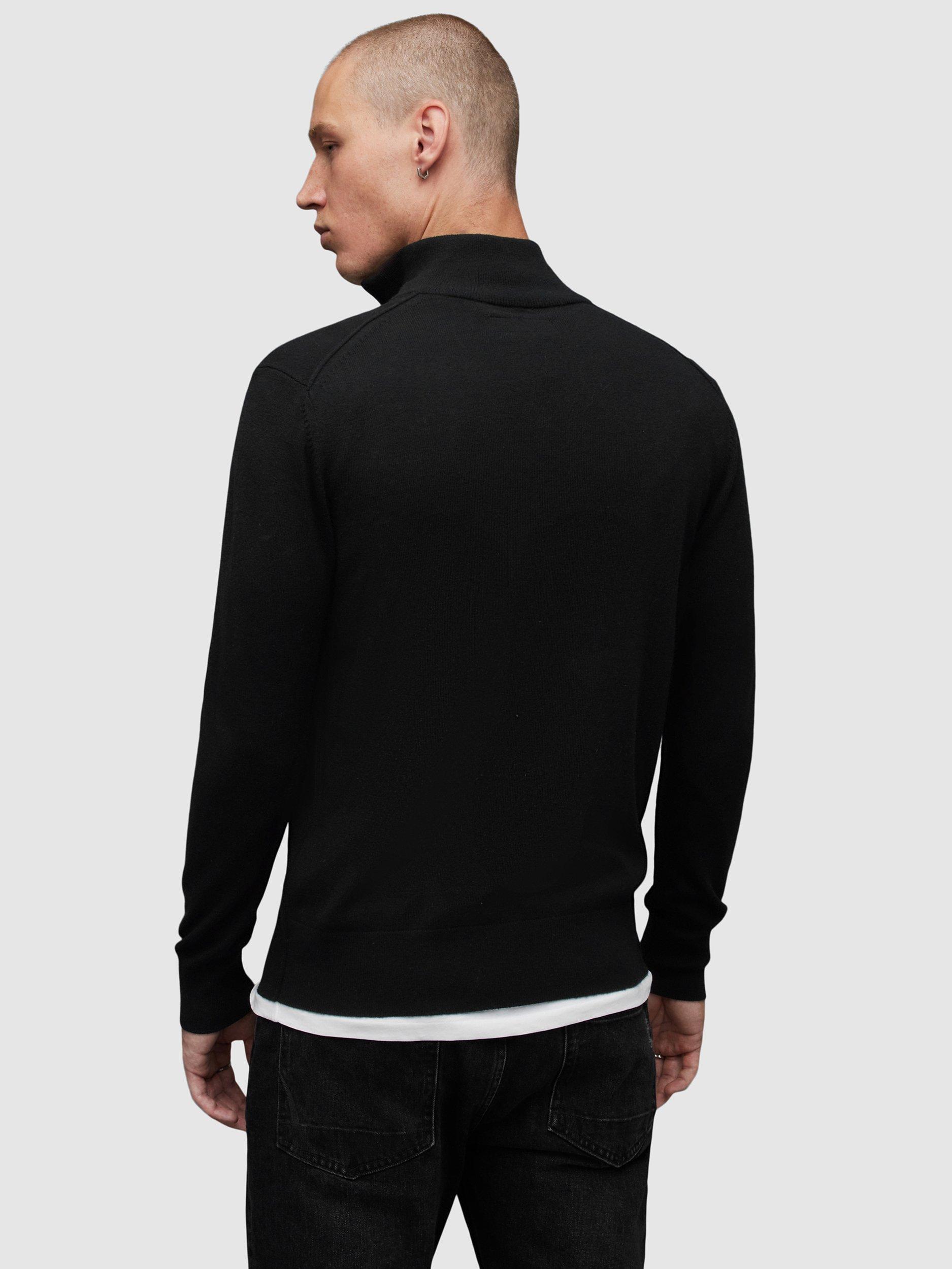 Product image 2 of 7, which shows AllSaints Kilburn Wool Blend Half Zip Jumper, Black, XS