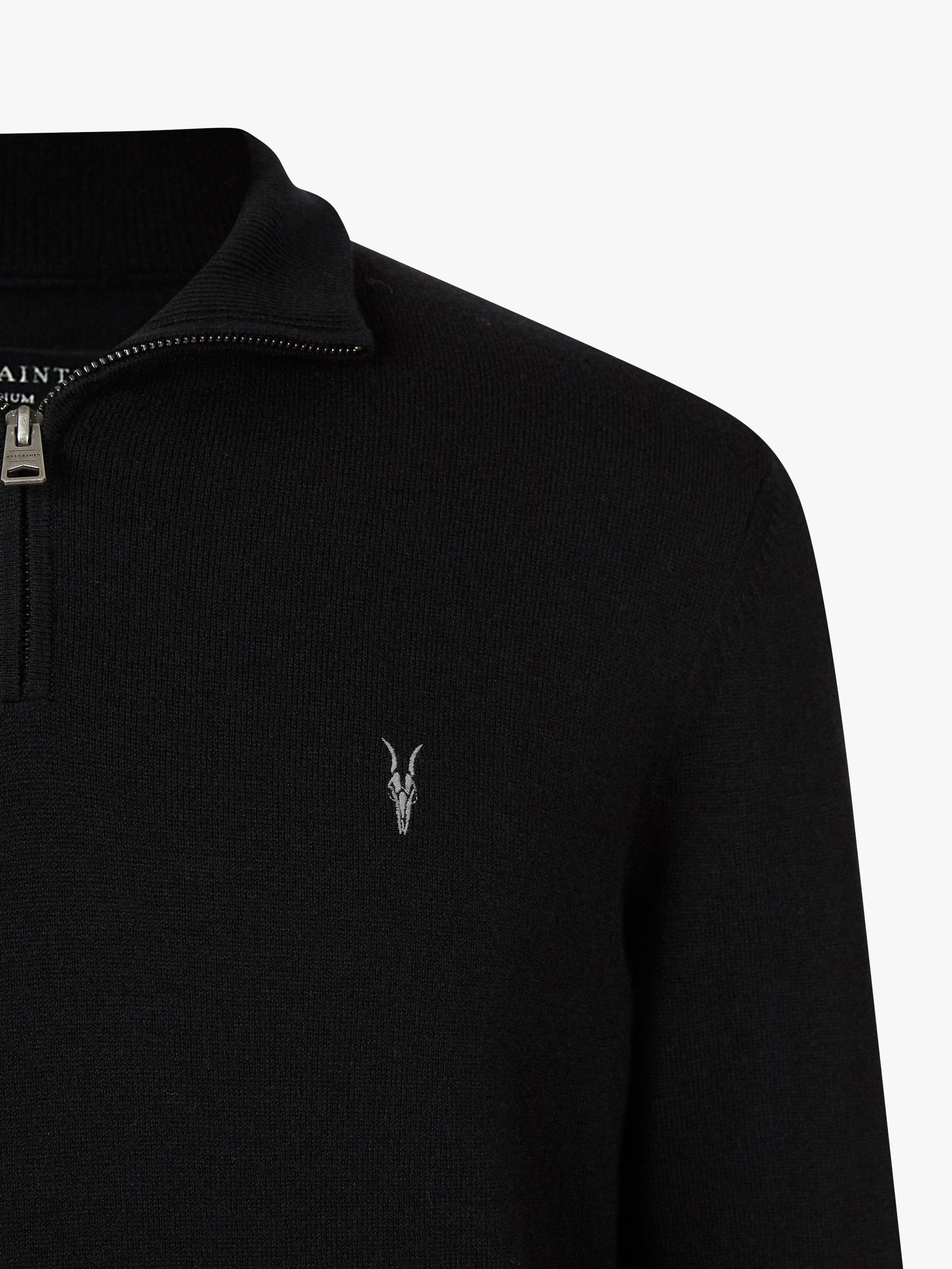 Product image 6 of 7, which shows AllSaints Kilburn Wool Blend Half Zip Jumper, Black, XS