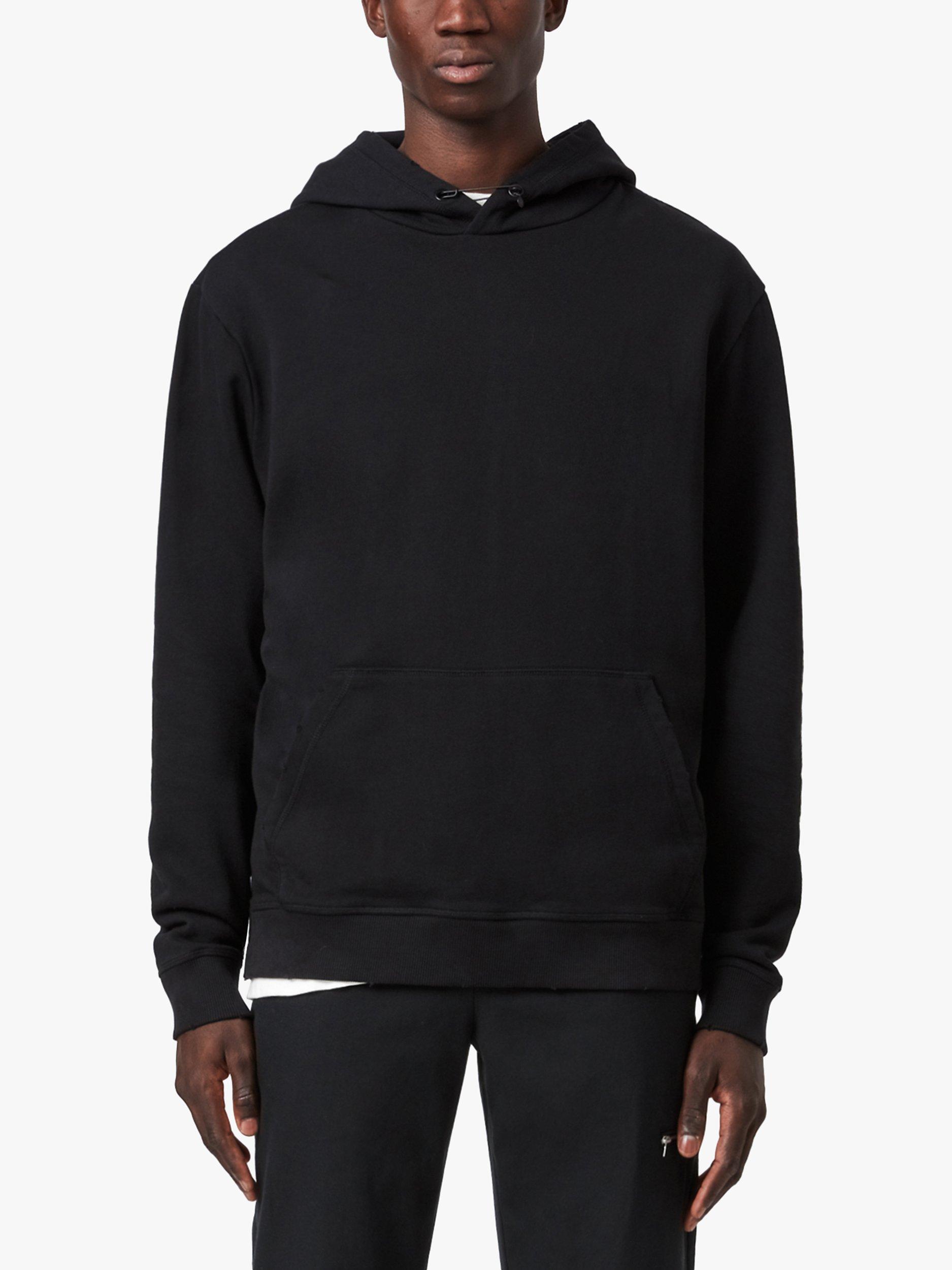 Product image 1 of 6, which shows AllSaints Astray Relaxed Cotton Hoodie, Washed Black, M
